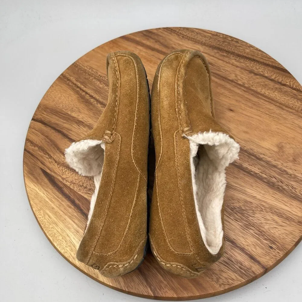 UGG Ascot Slippers Mens Size 9 Brown Suede Casual Comfort Slip On Shoes
